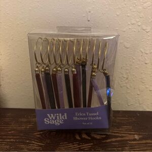 NEW Tassel shower Hooks "Erika" by Wild Sage Black,Burgundy & Pink Set 12 Hooks